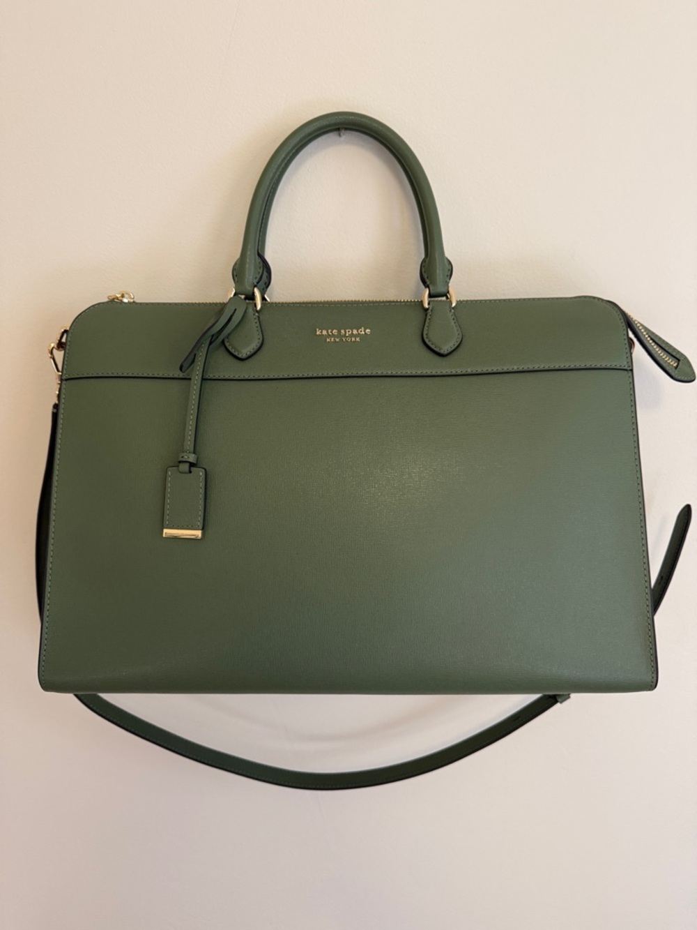 🐝 NWOT 🐝 kate spade Forest Green Leather Satchel with Removable Strap